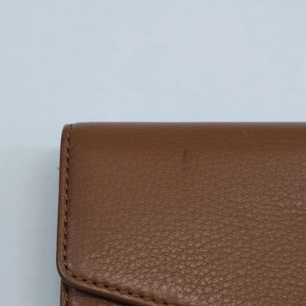 Michael Kors Wallet Women Brown Pebbled Leather Gold Logo Plate OS Classic